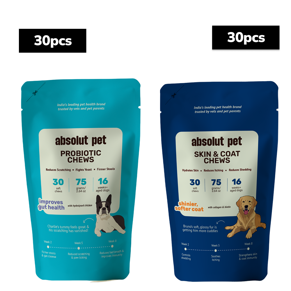 Absolut Pet Probiotics Gut Skin Coat Support Collagen and Biotin Health Dog Supplements