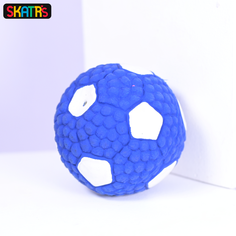 Skatrs Latex Football Toy for Dogs and Cats (Blue & White) image 4