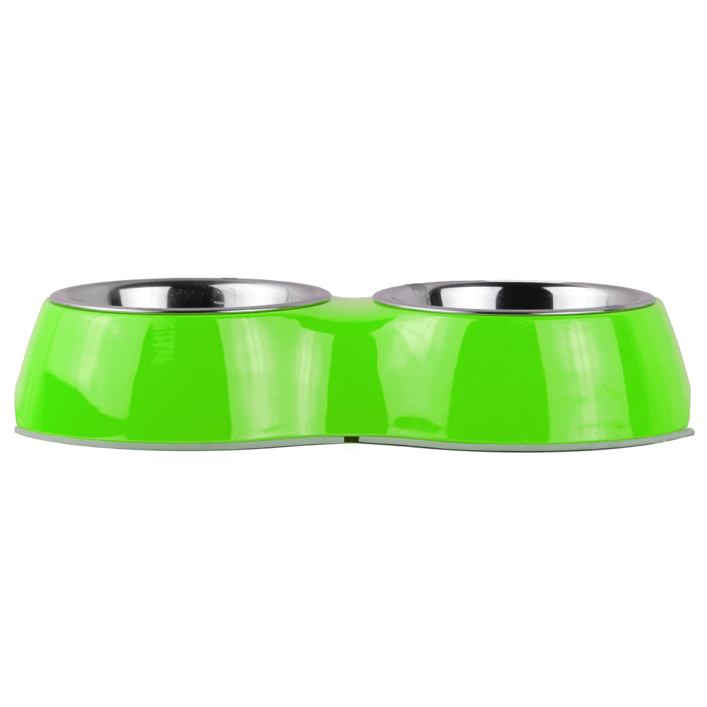 Basil Double Melamine Bowl Dinner Set for Dogs and Cats (Green) image 2