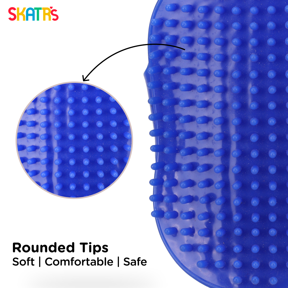 Skatrs Rubber Bristles Massage Hand Brush Comb for Dogs & Cats (Blue) image 5
