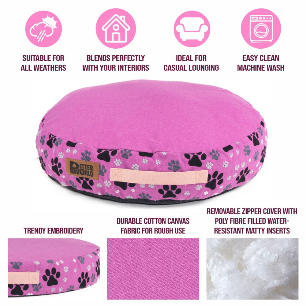 Petter World Indoor Artisanal Round Cushioned Bed with Washable Cover for Dogs and Cats (Crocus) image 5