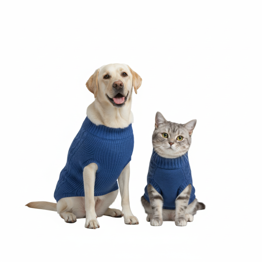 Skatrs Blue Sweater For Dogs and Cats