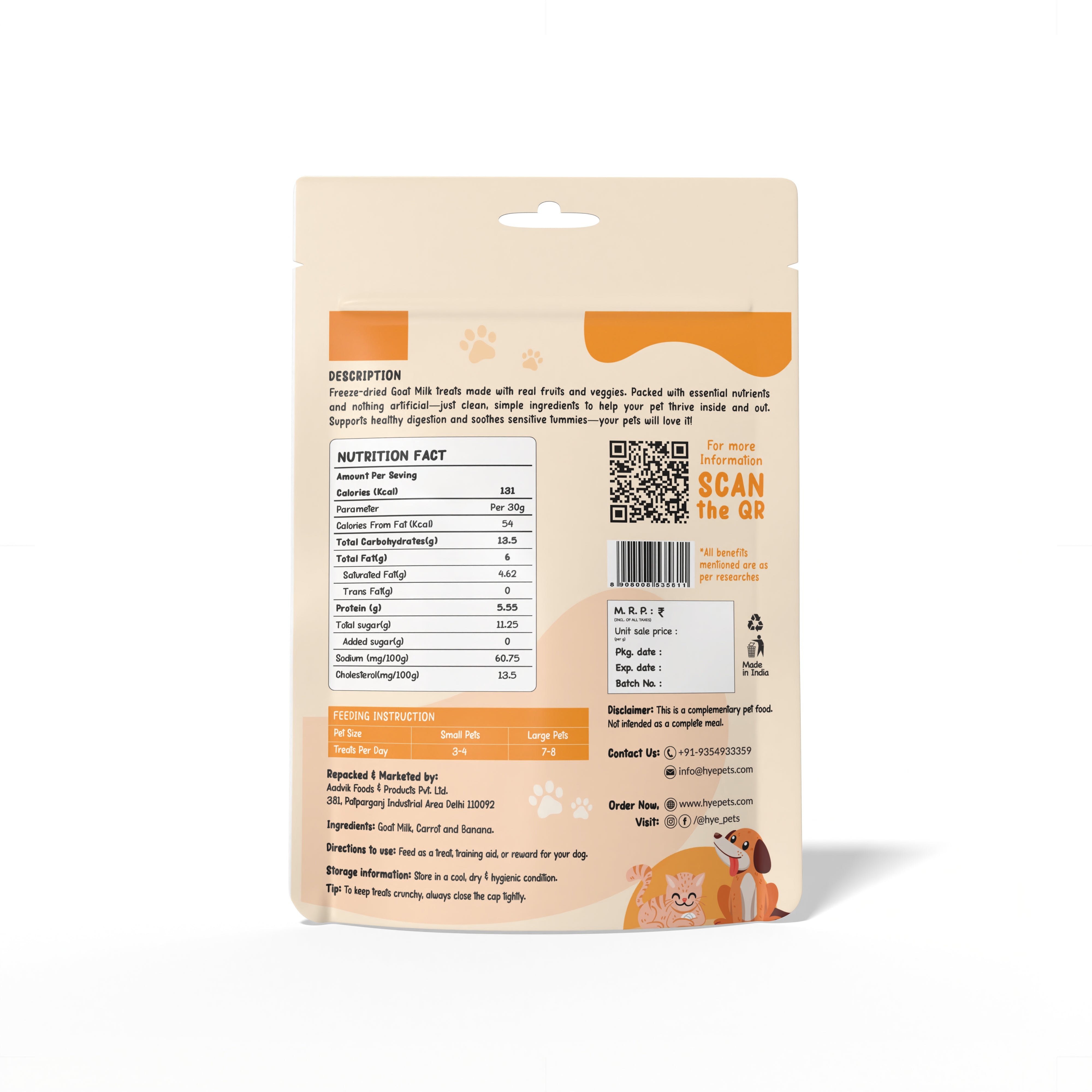 HYE Pets Freeze Dried Treats with Goat Milk, Carrot, and Banana for Dogs and Cats image 4