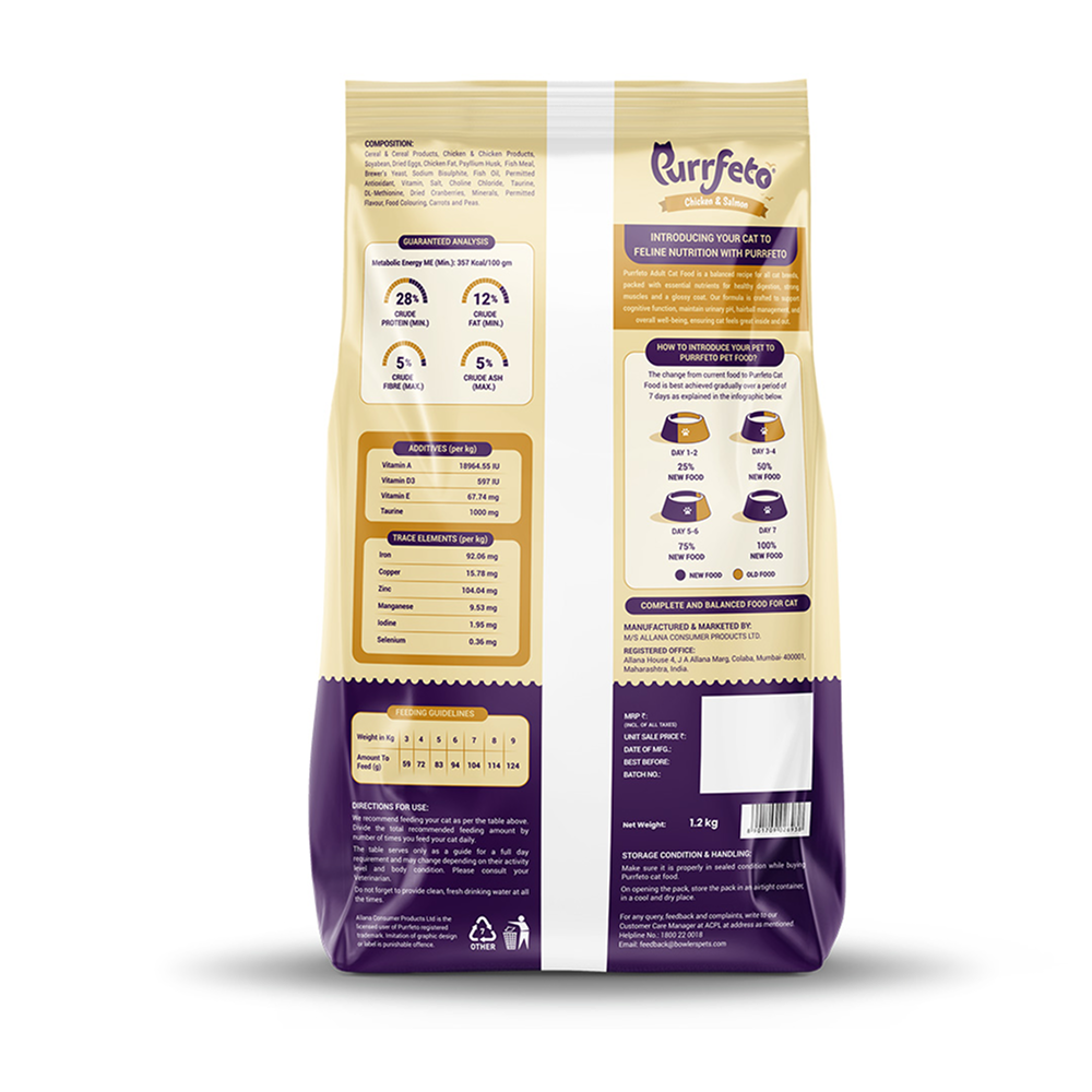 Purrfeto Chicken and Salmon Adult Cat Dry Food image 8
