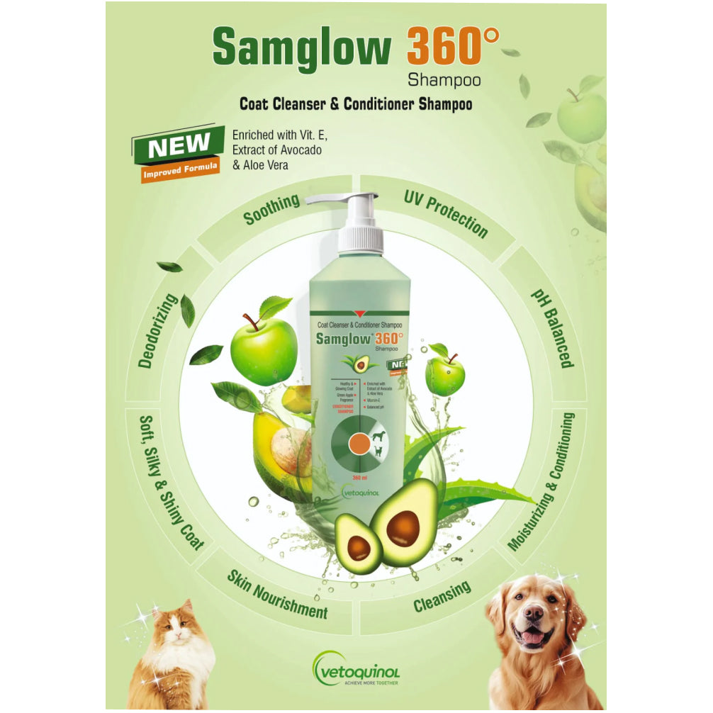 Vetoquinol Samglow 360 Coat & Conditioner Shampoo for Dogs and Cats image 2