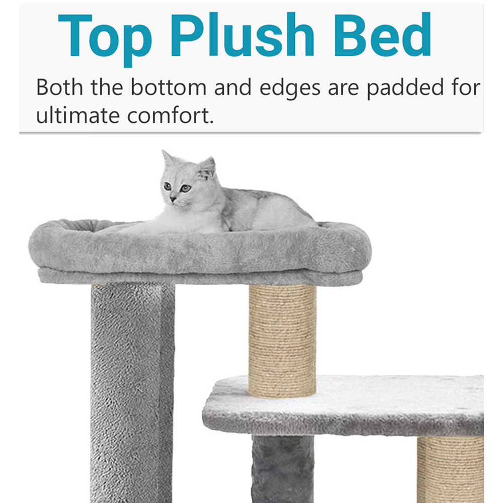 Furrlovers Cat Tree with Condo, Top Perch & Jute Rope Scratching Posts (Grey) image 8