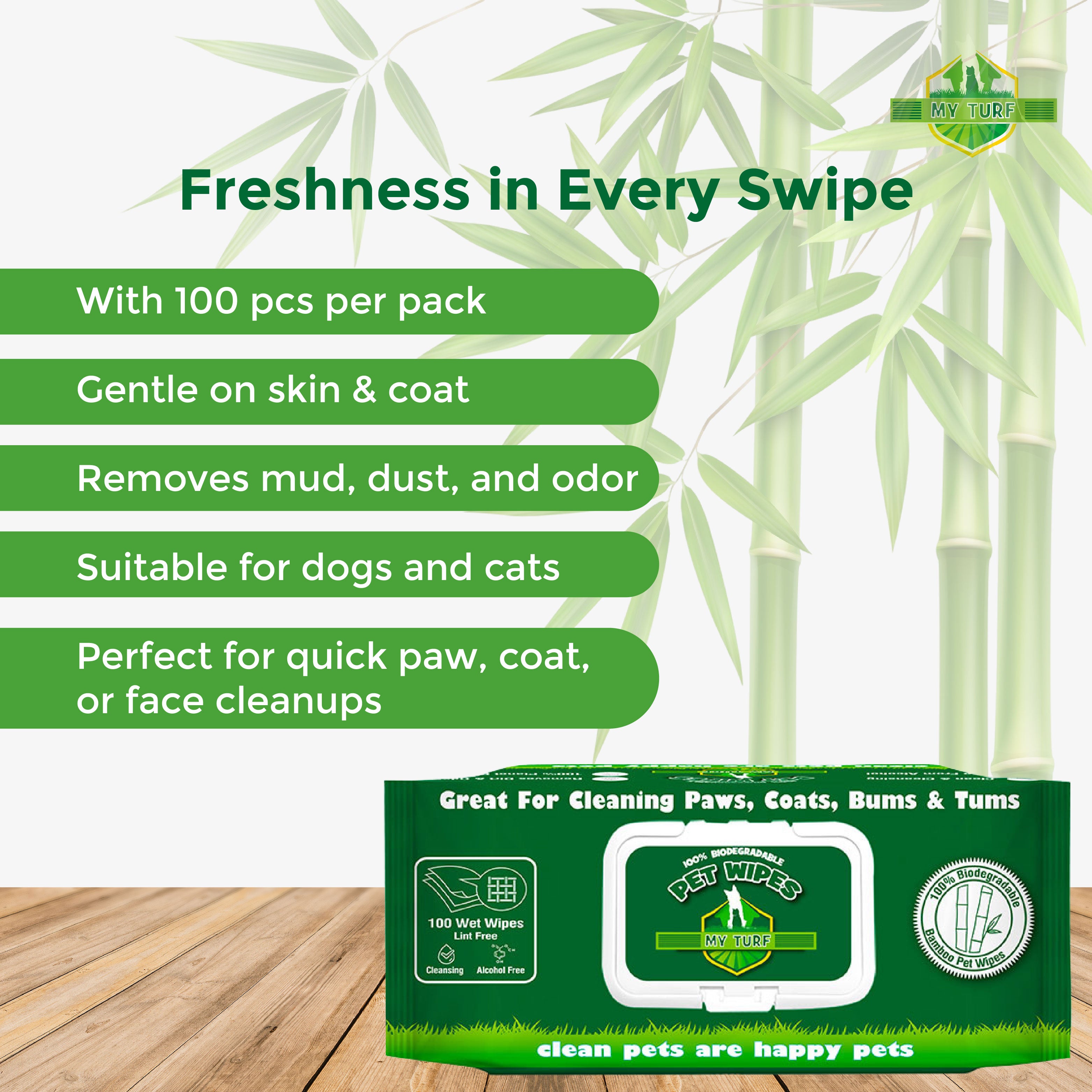 My Turf Bio Bamboo Fiber Wipes for Dogs and Cats image 3