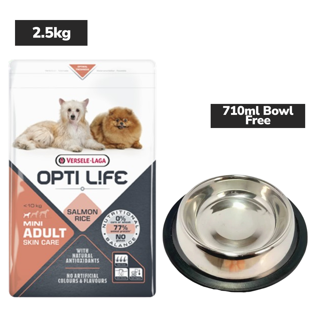 Versele Laga Opti Life Salmon & Rice Mini Skin Care Adult Dog Dry Food image 2