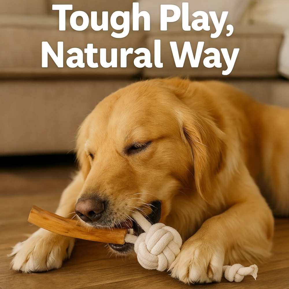 Talking Dog Club Natural Ball & Stick Tug Toy for Dogs (White and Brown) image 6