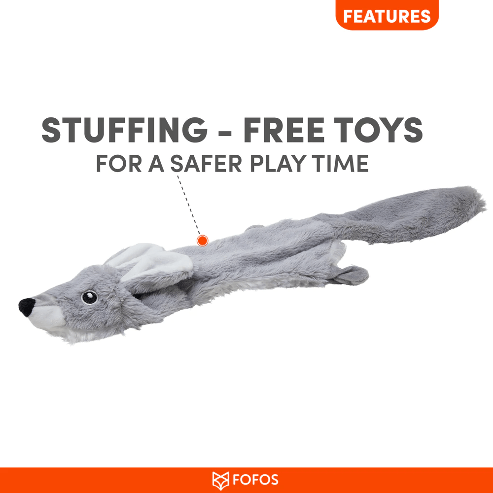 Barkbutler x Fofos Skinneez Rabbit Interactive Squeaky Toy for Dogs (Grey) image 5