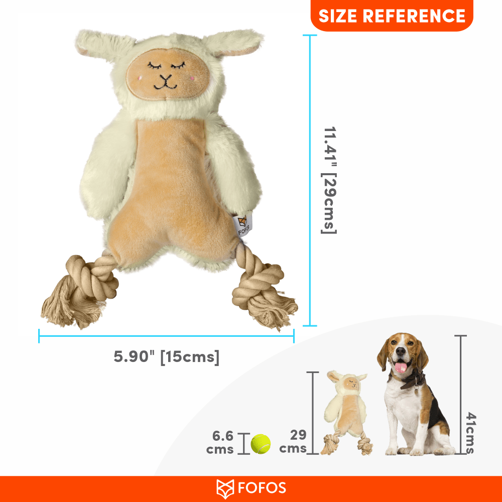 Barkbutler x Fofos Ropeleg Plush Sheep Toy for Dogs | For Medium Chewers (White) image 3
