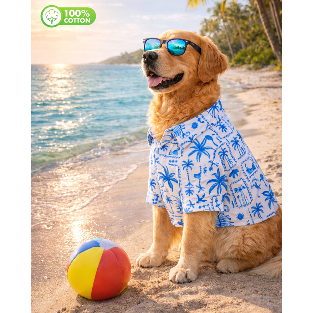 15 Furries Postcard Printed Cotton Shirts for Dogs (Blue Lagoon)