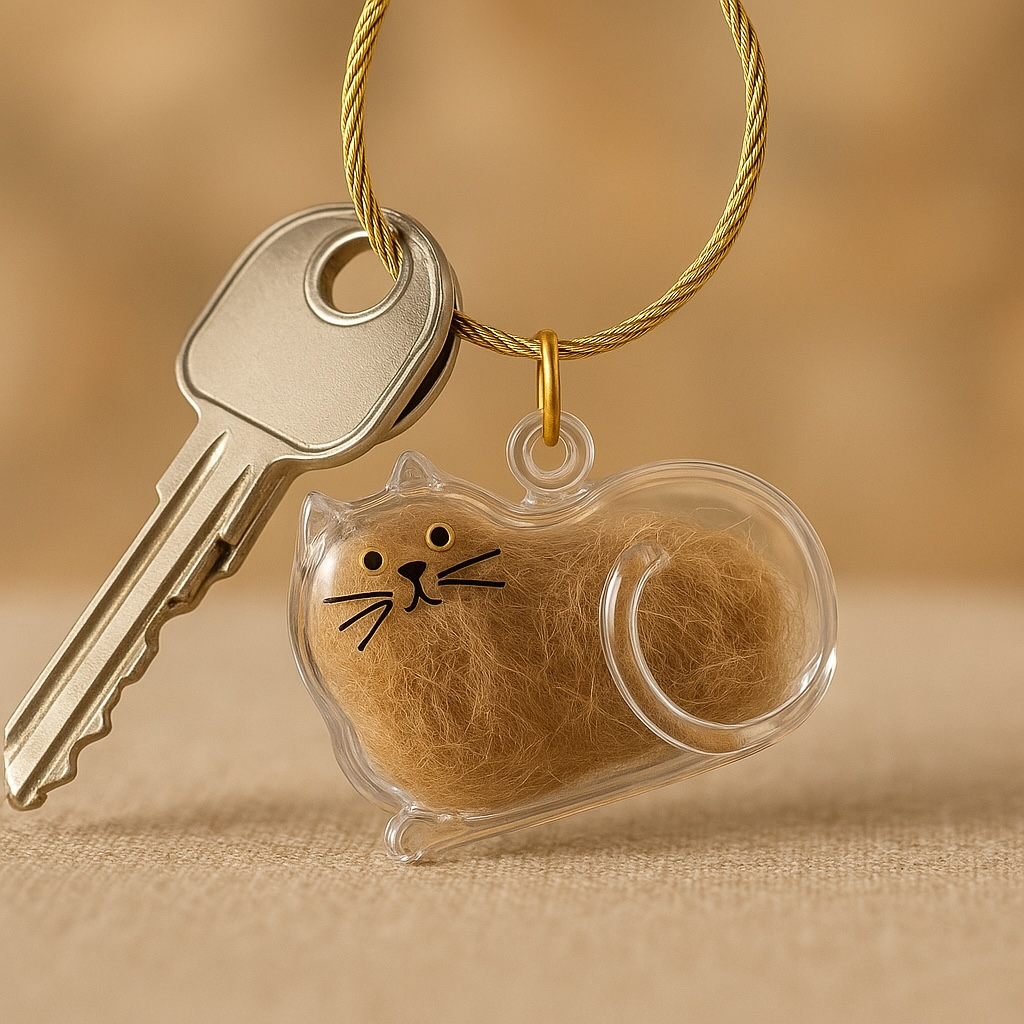 Talking Dog Club Resting Cat Hair Keepsake Capsule Key Chain image 4