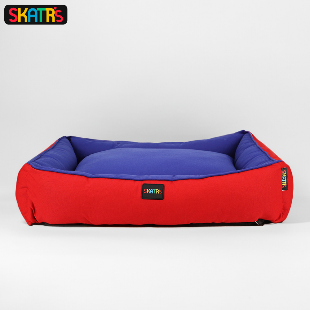 Skatrs Square Shaped Bed for Dogs & Cats (Red & Blue) image 9