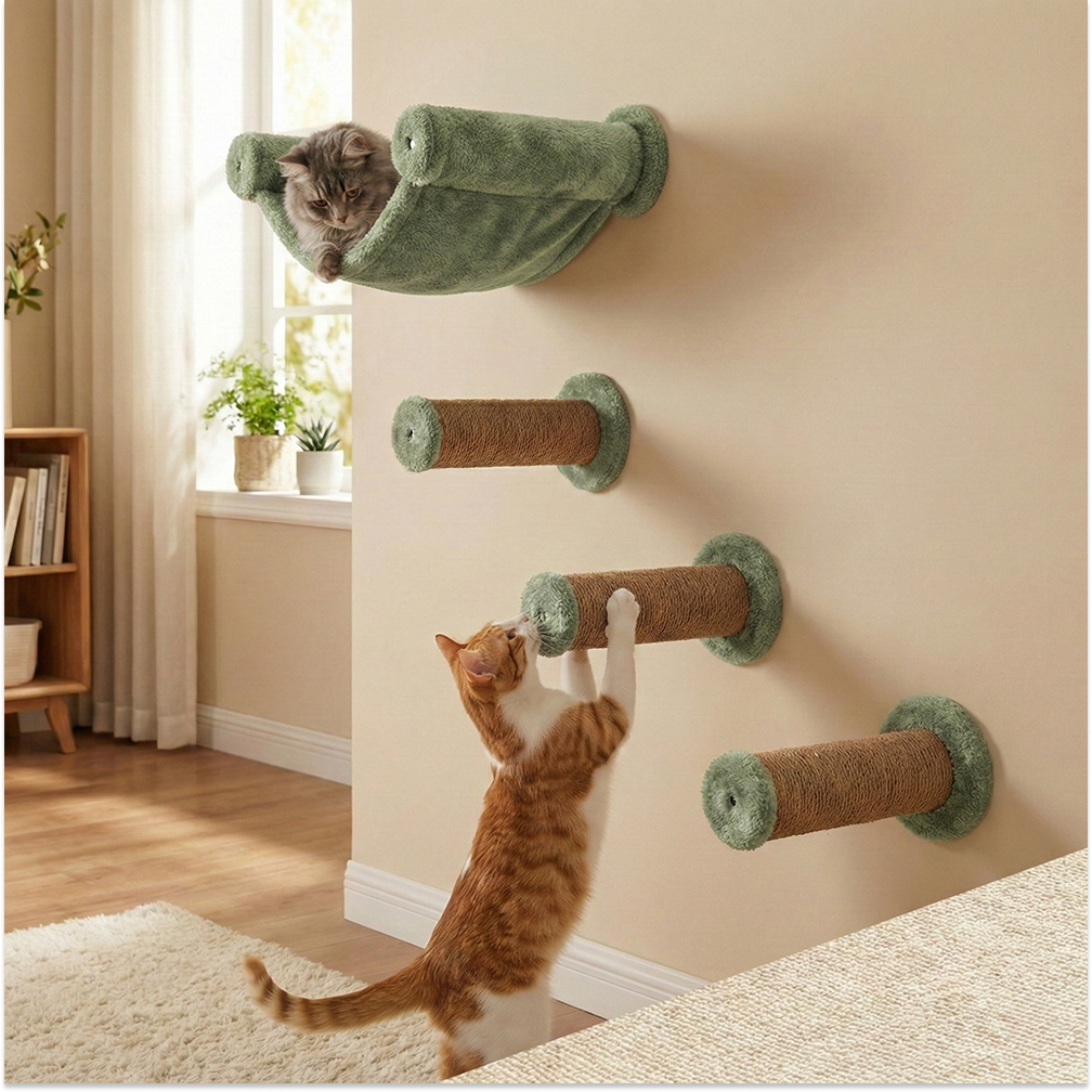 Furrlovers Wall Mounted Hammock with Plush Fabric for Cats (Green) image 3