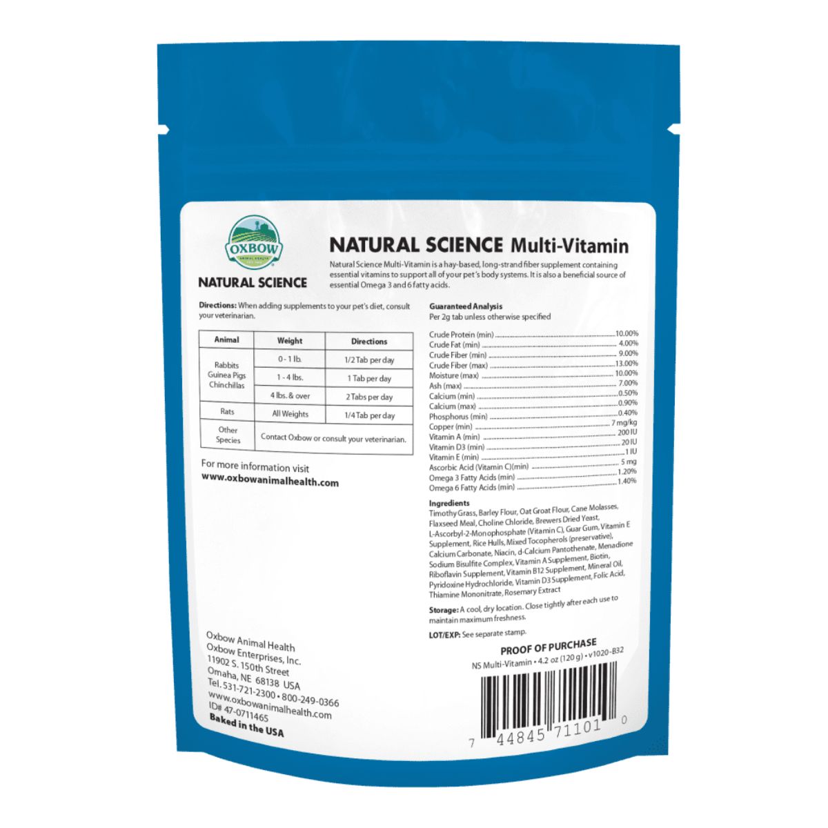 Oxbow Natural Science Multi Vitamin Supplement for Rabbits and Guinea Pigs image 5