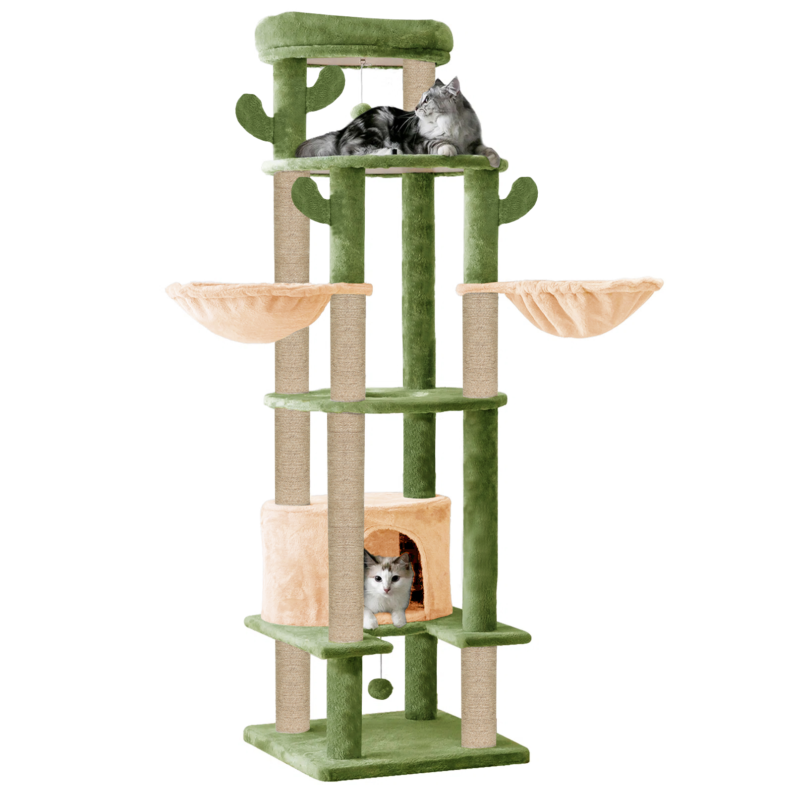 Furrlovers Multi Level Tree with Condo & Hammock for Cats (Green)