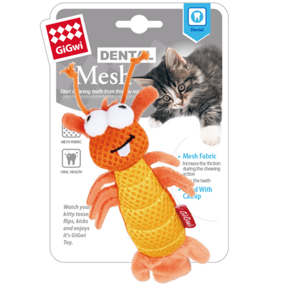 GiGwi Dental Mesh Shrimp and Fofos Blue Bird with Catnip Balls Toy for Cats Combos image 2