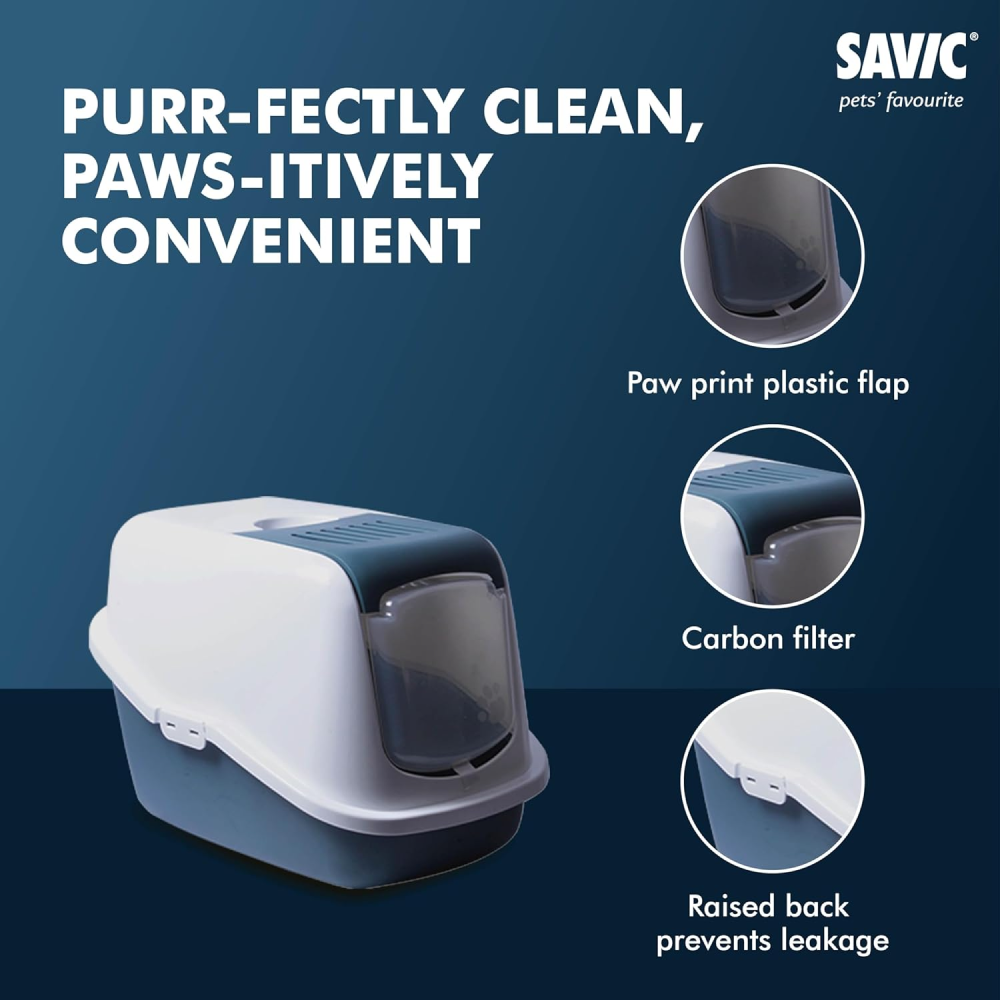 Savic Nestor Jumbo Toilet Home for Cats (Bluestone) image 2