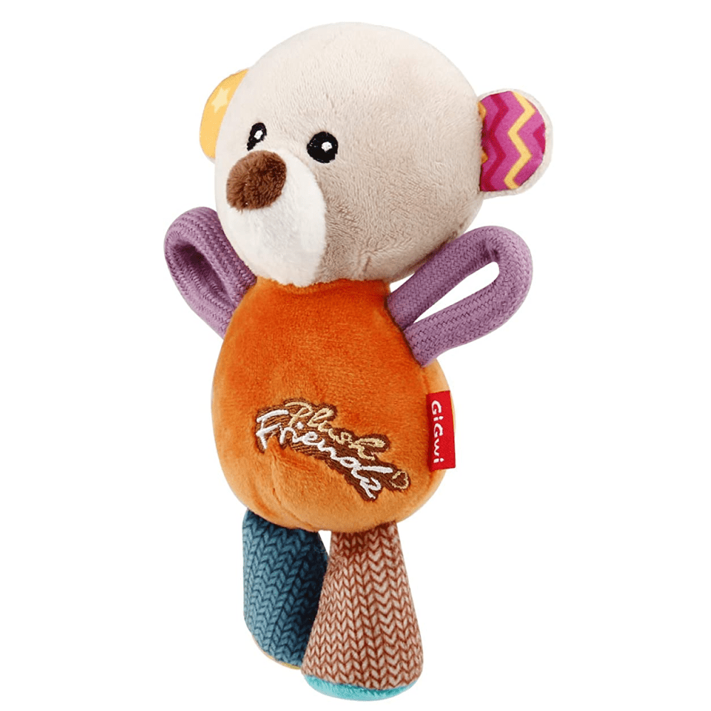 GiGwi Plush Friendz with Squeaker Bear Toy for Dogs (Orange) image 5