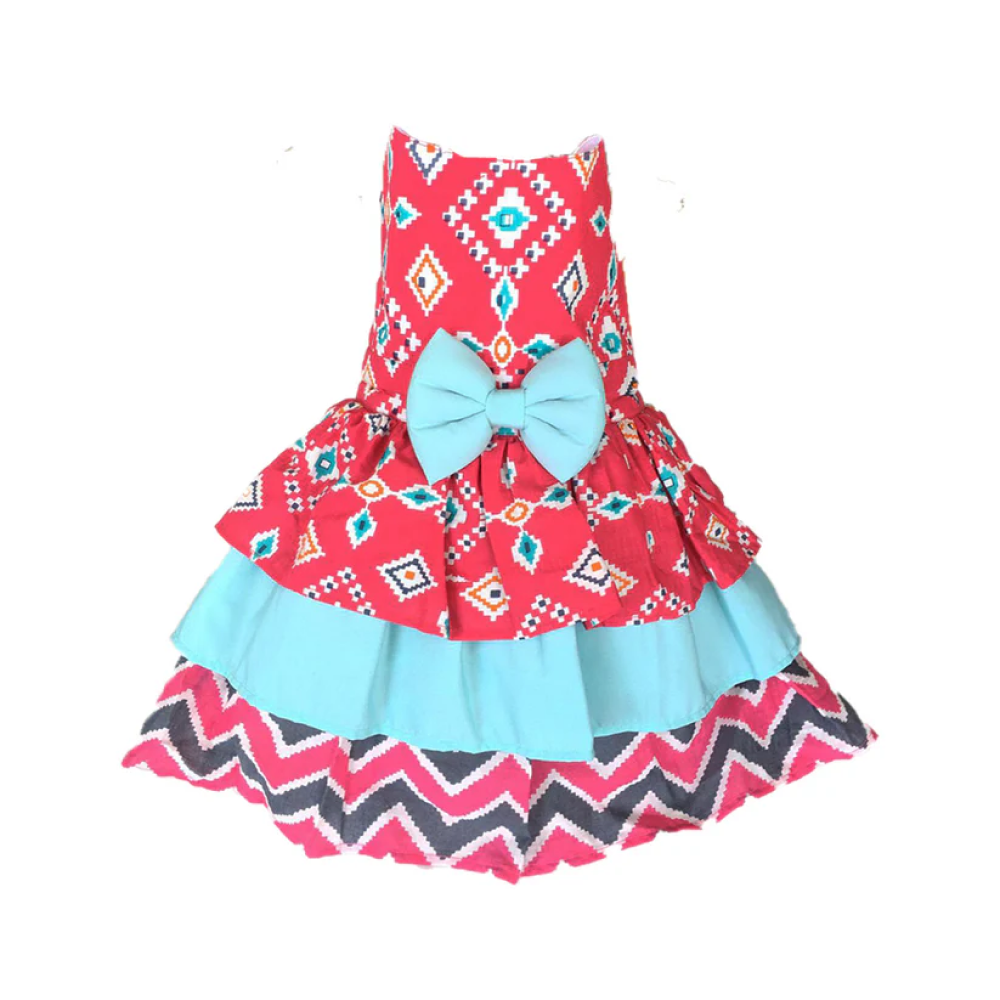 Dogobow Layered Dress For Dogs (Pink) (Get a Bow Free)
