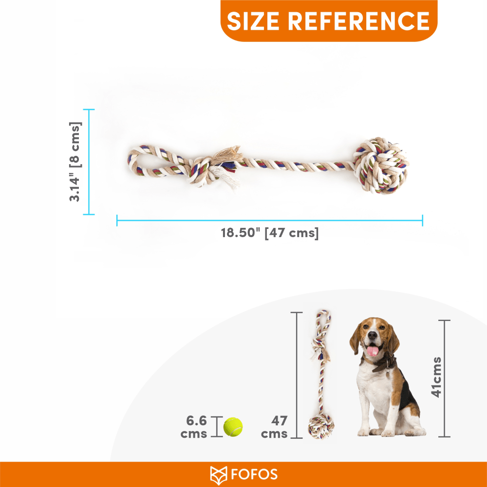 Barkbutler x Fofos Flossy Rope Toy with Ball for Dogs image 3