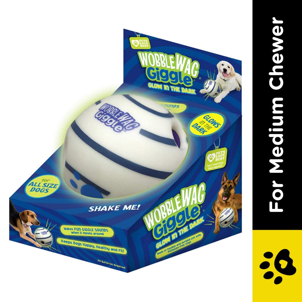 Wobble Wag Giggle Glow in The Dark Interactive Toy for Dogs | For Medium Chewers (White) image 2