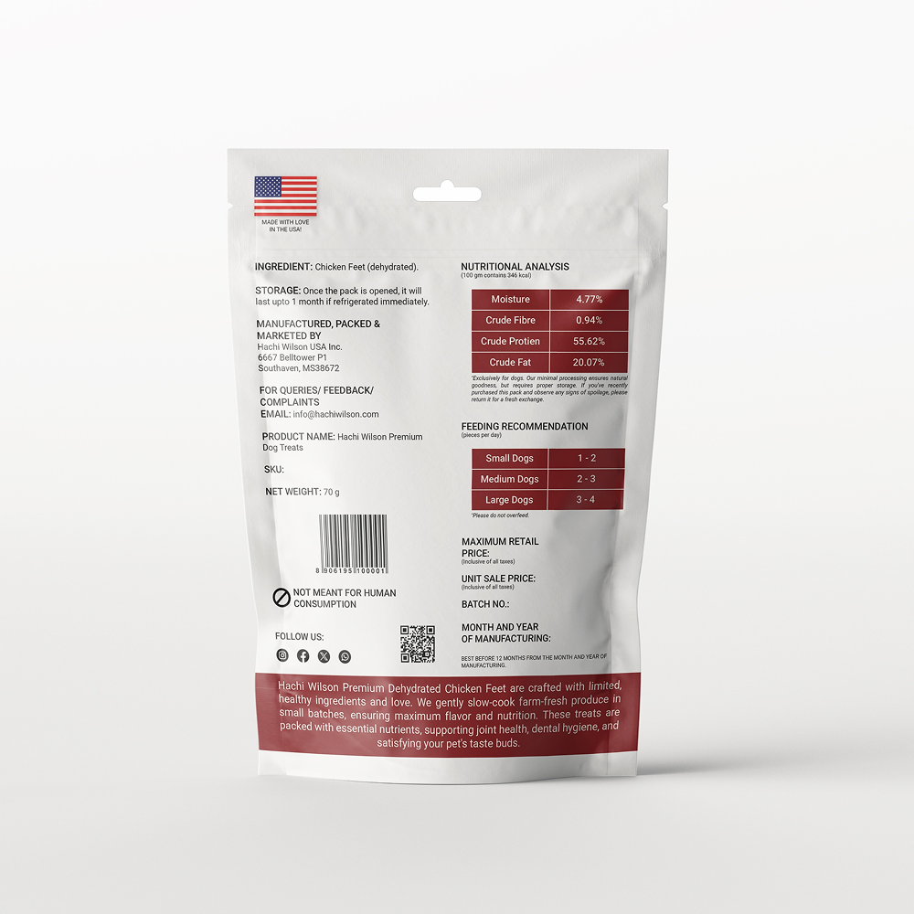 Hachi Wilson Premium Dehydrated Chicken Feet Jerky Dog Treat image 7