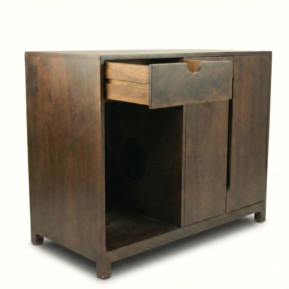 FurryLiving Paco Litter Cabinet for Cats (Dark Brown) image 6