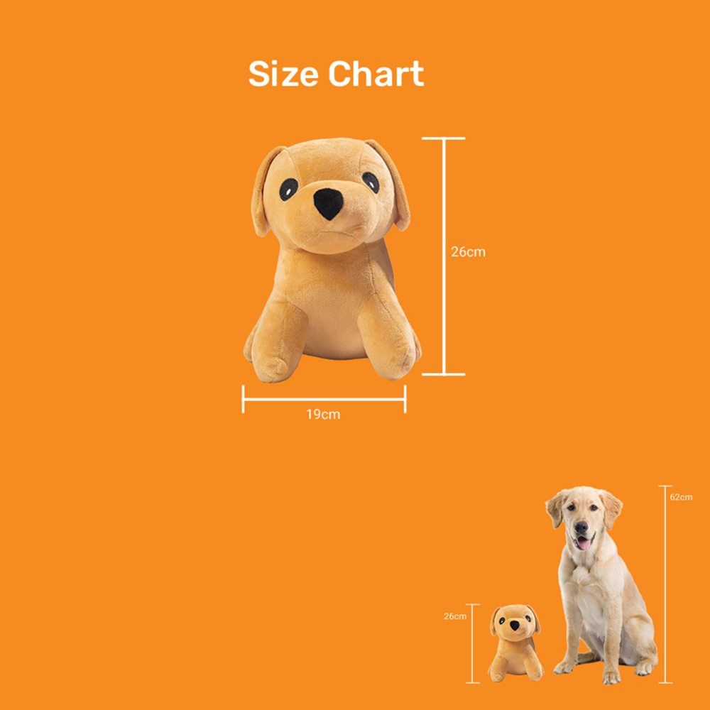 Kibbo Non Toxic & Durable Soft Stuffed Dog Shaped Toy for Dogs and Cats (Brown) image 2