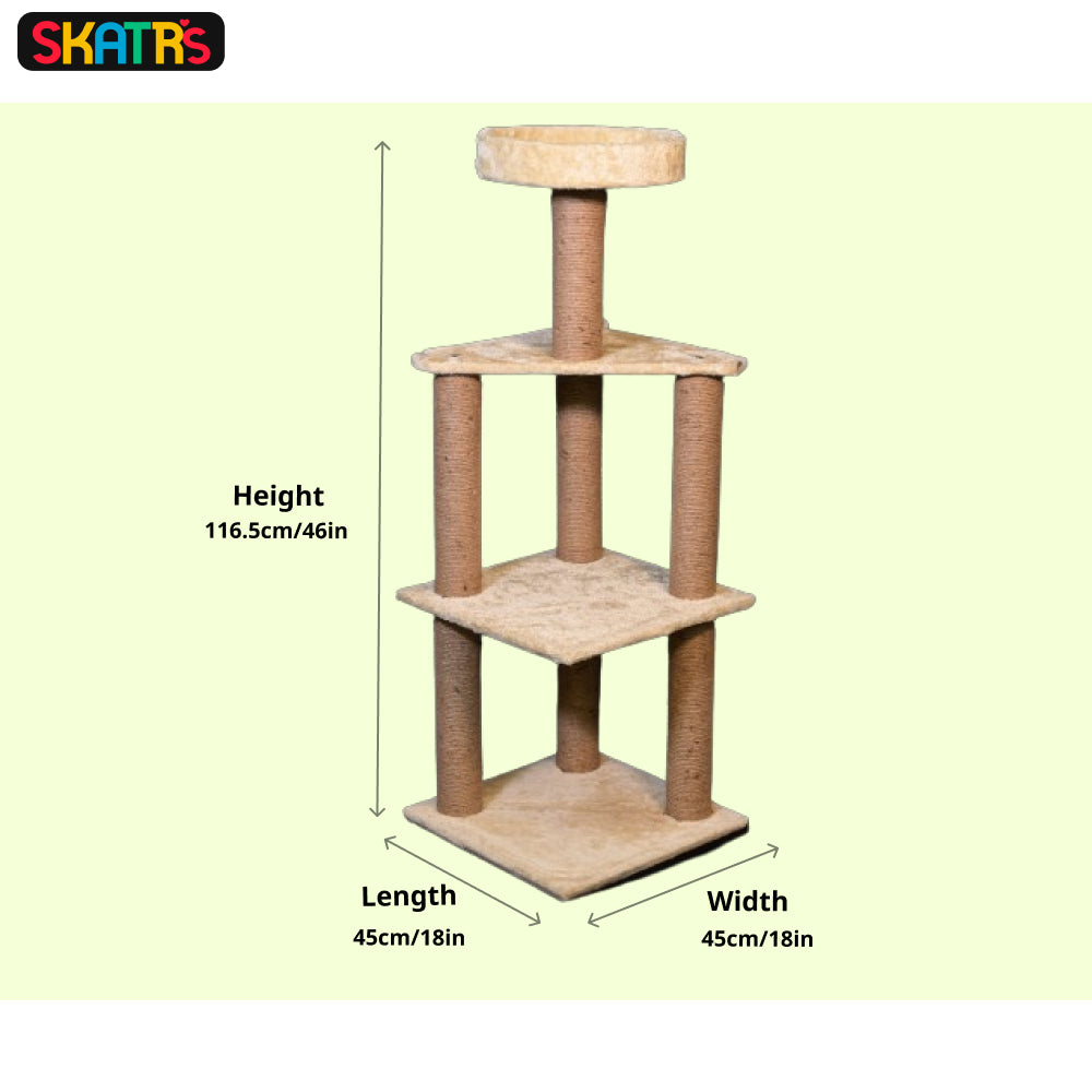 Skatrs Scratchy Wonderland Jumbo Multi Level Cat Tree with Sisal Posts Toy (Beige) image 2