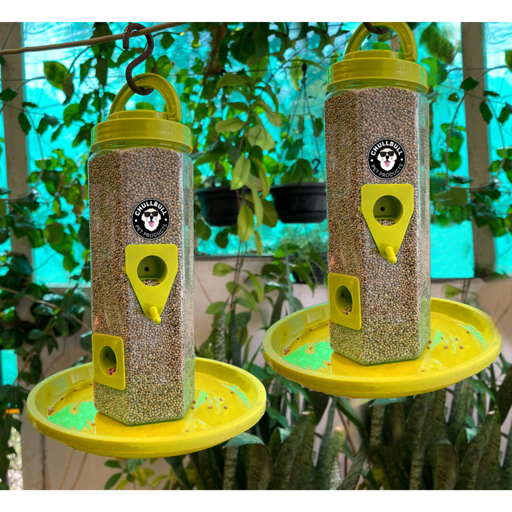 Chullbull Balcony Grill Food Feeder for Birds (Yellow) image 2