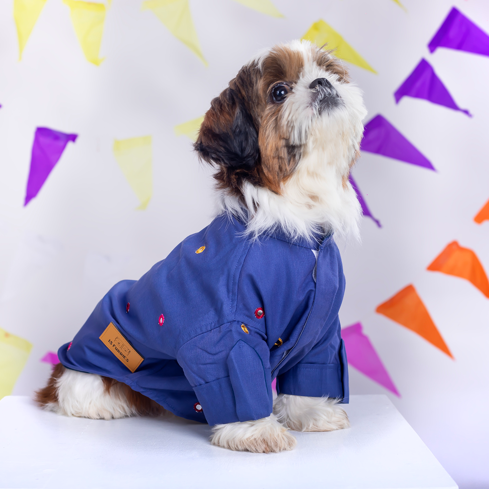 15 Furries Mirrorwork Kurta for Dogs (Persian Blue) image 6