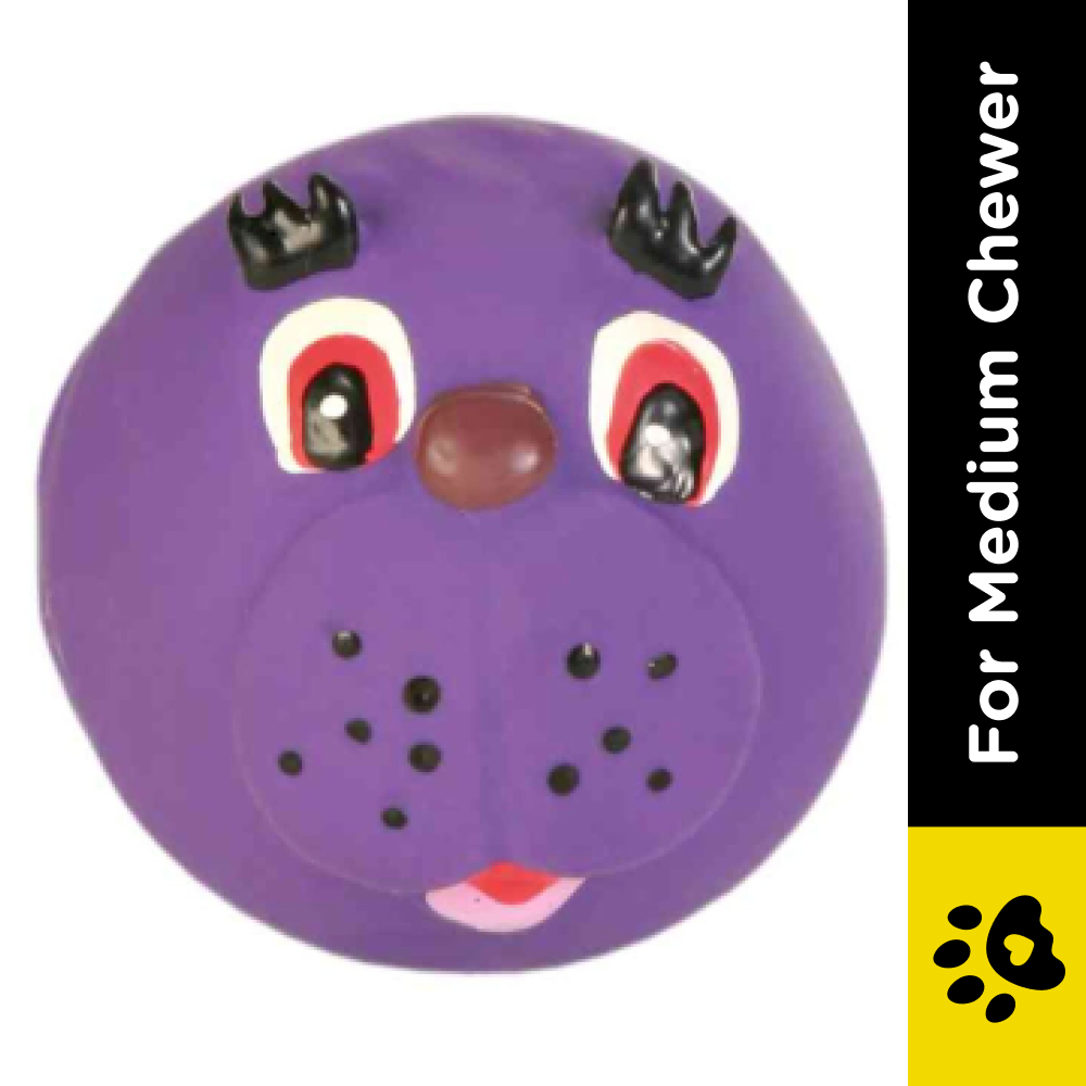 Trixie Animal Faces Latex Ball Toy for Dogs (Purple) image 2