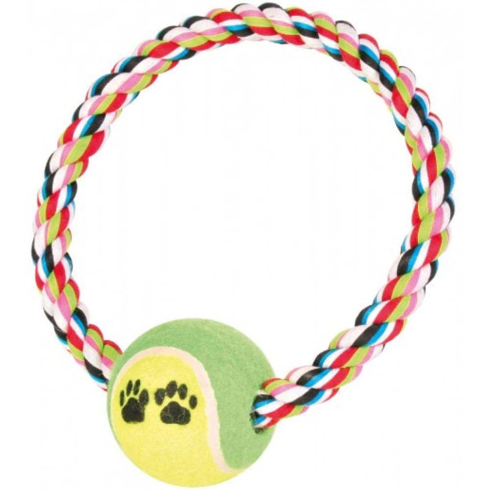 Trixie Rope Ring with Tennis Ball Toy for Dogs (Pink) | For Medium Chewers image 4