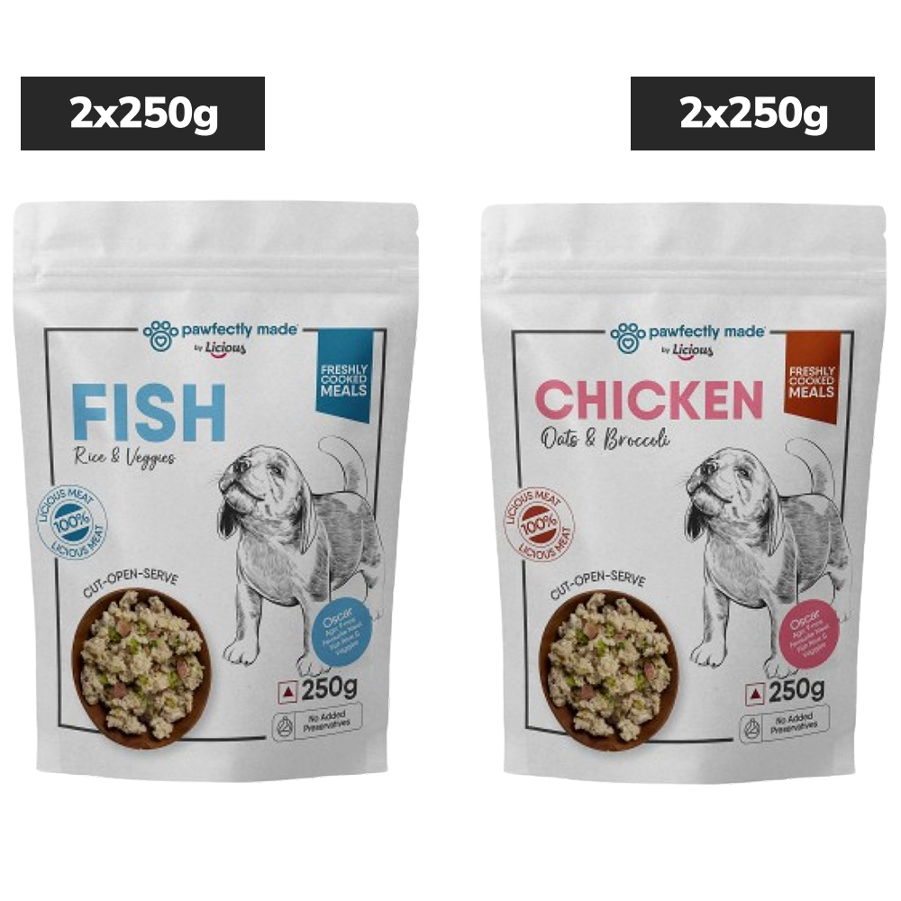 Pawfectly Made By Licious Chicken Oats & Broccoli and Fish Rice & Veggies Home Meal for Dogs Combo