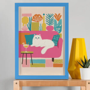 EverythingBoho The Cool Persian Cat Wall Art (Royal Blue)