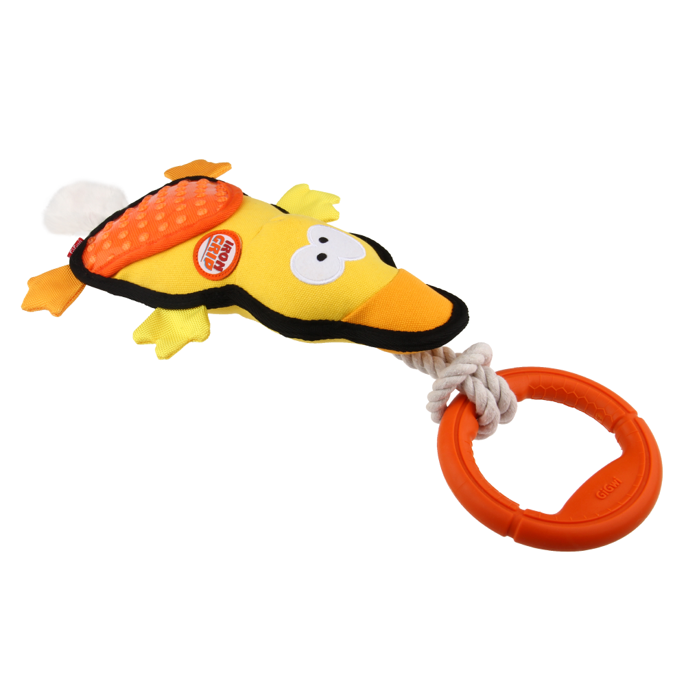 GiGwi Iron Grip Duck Plush with TRP Handle Toy for Dogs (Yellow) image 5
