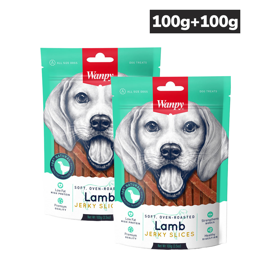 Wanpy Oven Roasted Soft Lamb Jerky Slices Dog Treats (Buy 1 Get 1 Free)