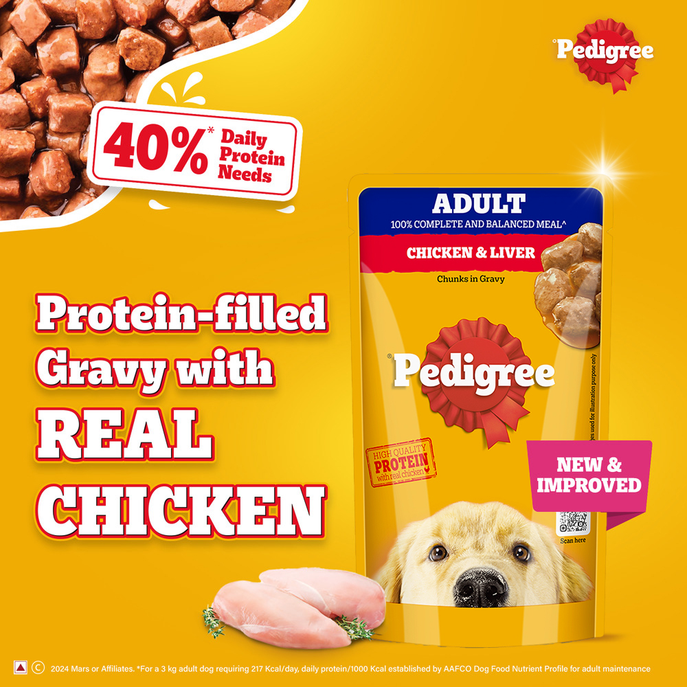 Pedigree Chicken and Liver Chunks in Gravy Adult Dog Wet Food (130g) image 9