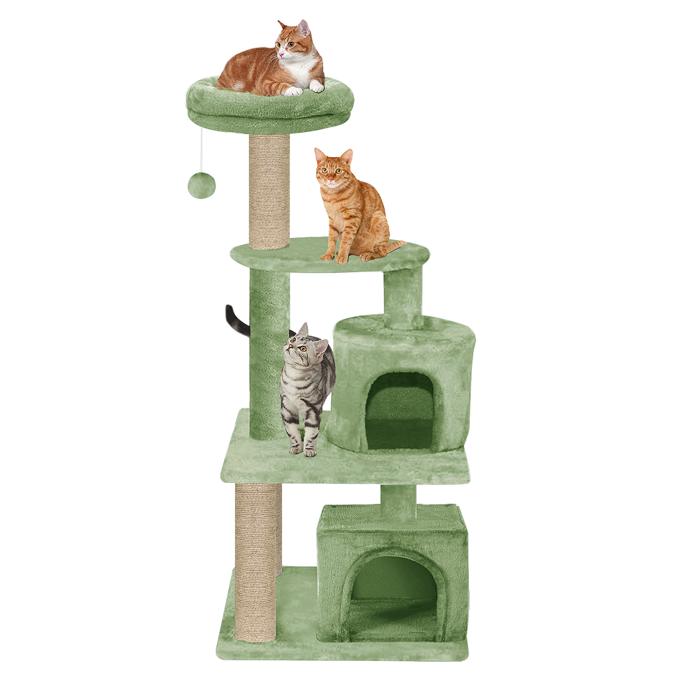 Furrlovers Activity Kitten Tree with Fur Fabric Condo Top Perch and Jute Rope Posts (Green)