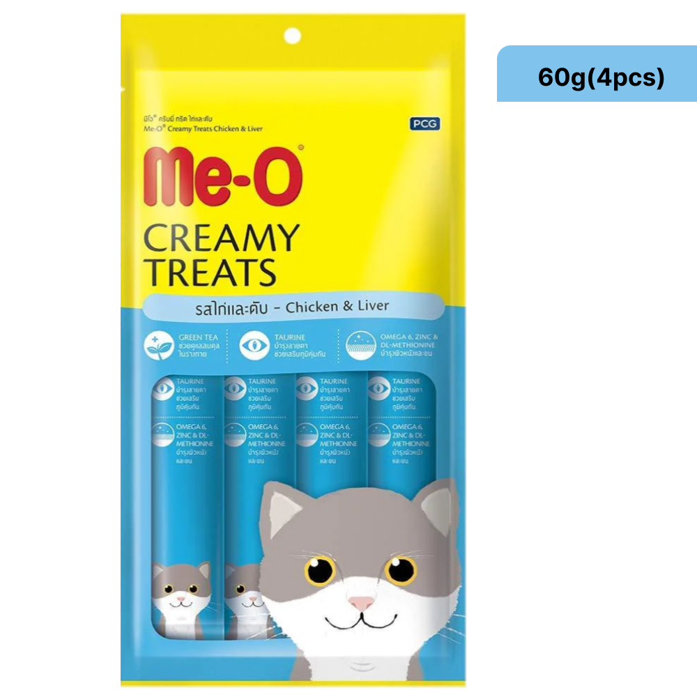 Me O Creamy Chicken Liver and Salmon Cat Treats with Areion Vet Feli D Kitten Deworming Suspension Combo image 2