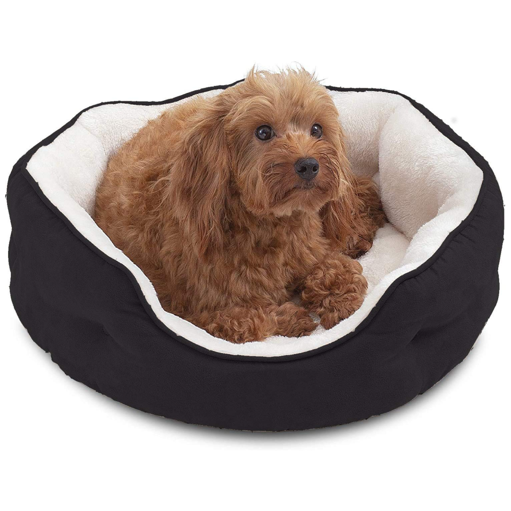 Fluffy's Pawsome Round Washable Bed for Dogs and Cats (Black) image 2