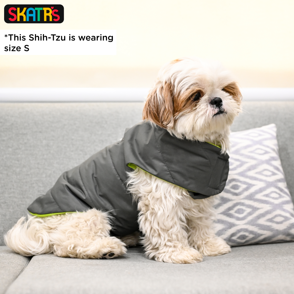Skatrs Smokey Grey Puffer Reversible Jacket for Dogs and Cats | With Adjustable Baby Velcro image 5