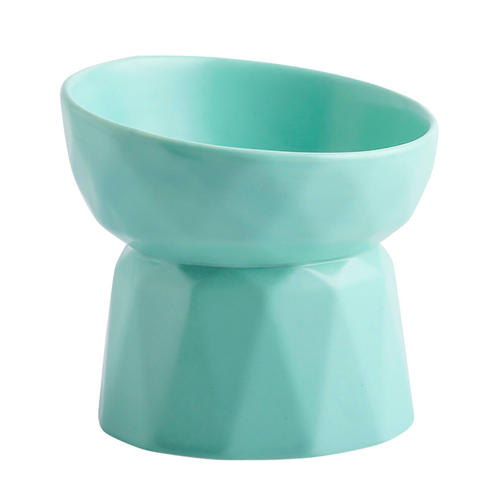 KUTKUT Ceramic Anti Vomiting Elevated Bowl for Cats & Small Dogs (Green)