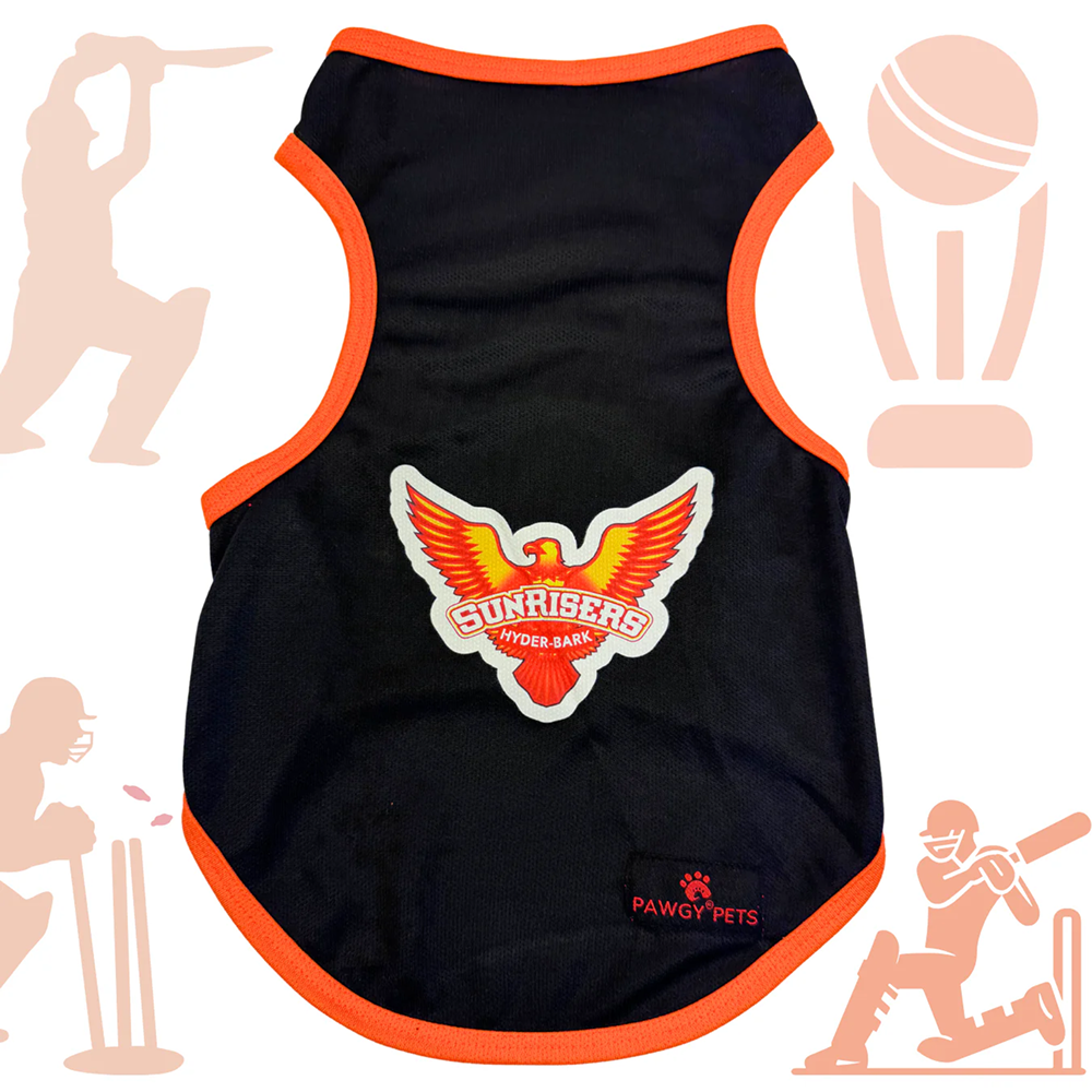 Sunrisers Hyder Bark ipl Jersey for Dogs and Cats | Indian Pet League