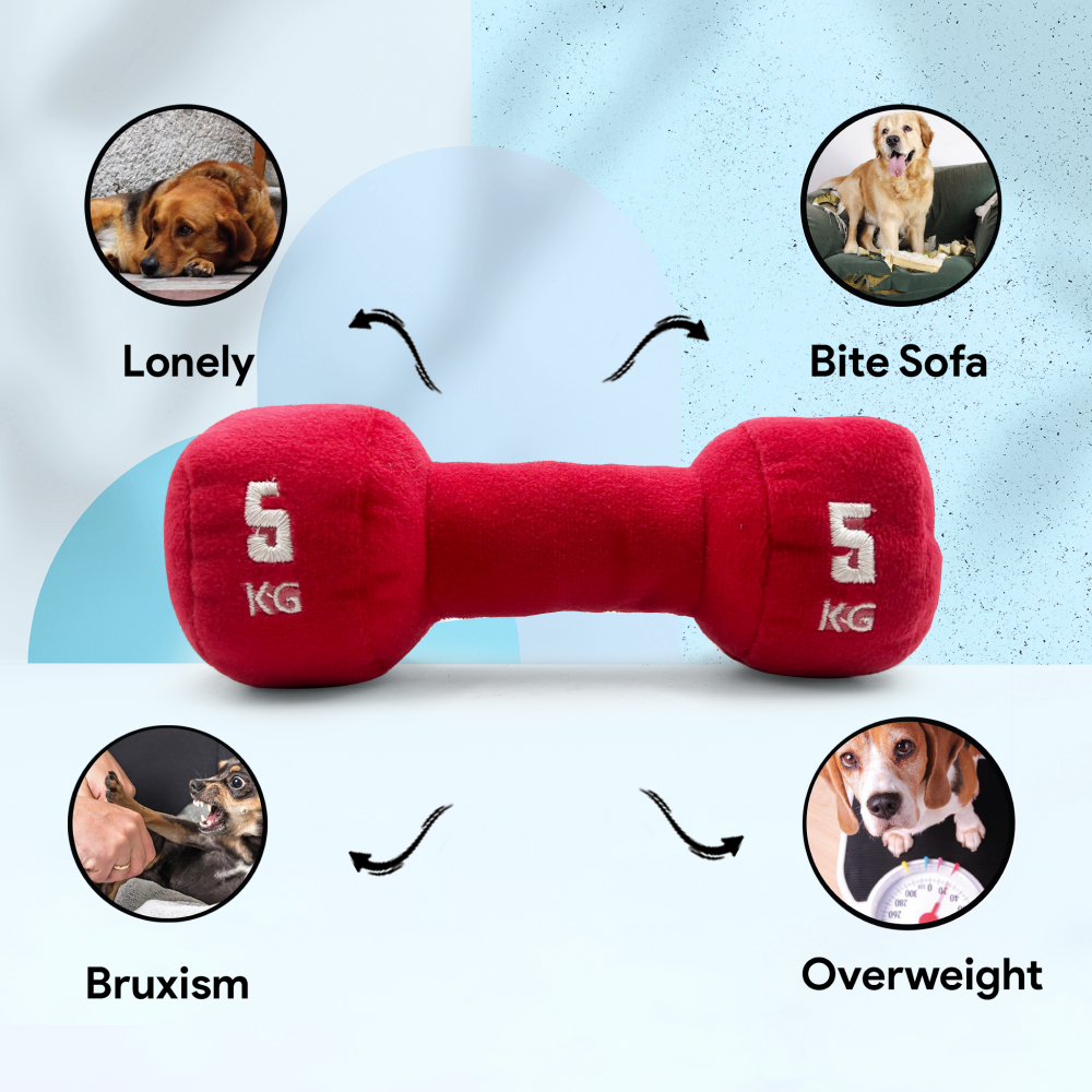 Goofy Tails Gym Series Dumbbell Plush Toy for Dogs (Red) image 3