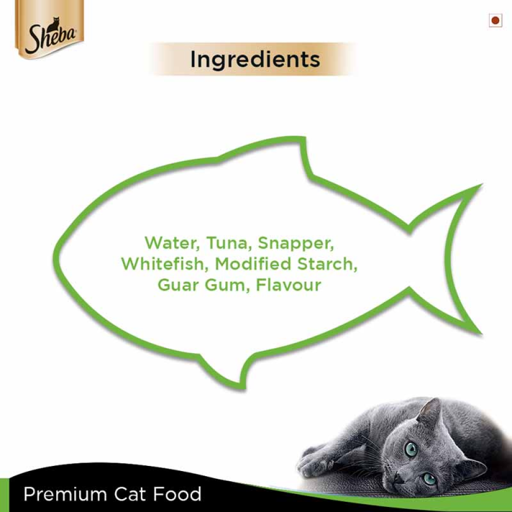 Sheba Complete Nutrition Tuna White Meat & Snapper In Gravy Cat Wet Food and Salmon Flavour Irresistible Cat Dry Food Combo image 5