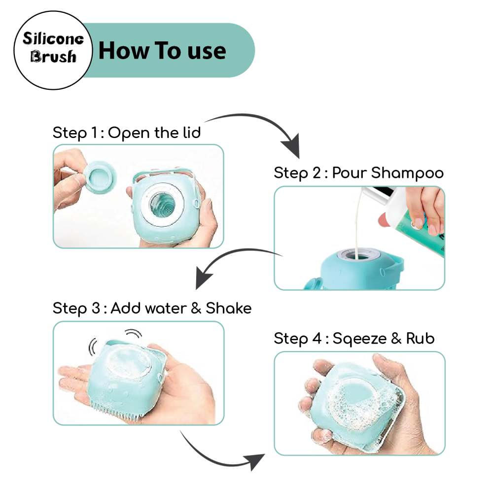 Papa Pawsome Shampoo Bath Silicone Brush for Dogs and Cats (Blue) image 4