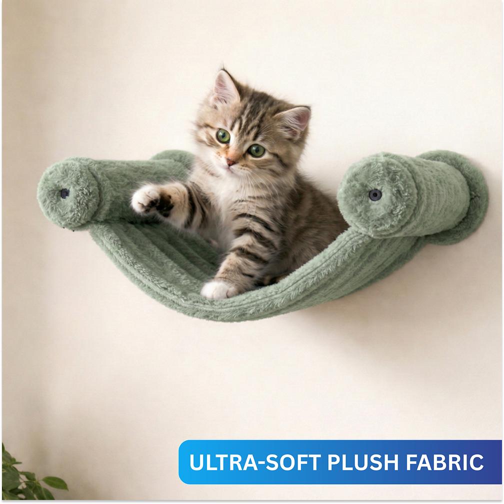 Furrlovers Wall Mounted Hammock with Plush Fabric for Cats (Green) image 2